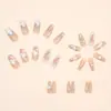 Dulce Fresco Elegante Arte de Uñas Doble Color Mediana Longitud Diamante Uñas Postizas Armadura Destello Estilo Transfronterizo Océano ins