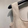 Alta Definición Nuevo Simple y de Moda Japonés Ropa de Trabajo Retro Chaleco de Punto Cuadrado de Cuello Base Top Holgado Adelgazante para Mujer