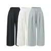 Calça de moletom plissada de cintura baixa com cordão, perna larga, nova moda de outono, versátil, solta, modeladora, casual, perna reta, longa, para mulheres