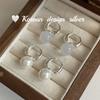 Pendientes de puesto coreano Dongdaemun Plata de Ley S925 Elegantes Ins Simples Perla Ágata Pendientes Diseño de Nicho