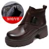 Couro de sola grossa Martins estilo britânico 2024 outono e inverno novo salto alto couro genuíno Velcro ankle boots botas pequenas