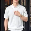 Suéter directo de fábrica para hombre estilo old money, colección primavera/verano 2026, corte holgado, versátil, camiseta de punto de manga corta con cuello de solapa para pareja