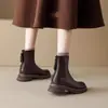 Botas Martin de cuero suave para mujer, nuevo estilo otoño e invierno 2026, botas elásticas, de suela gruesa, forradas de felpa, botines de estilo británico, zapatos de ajuste ceñido
