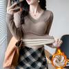 Blusas Quentes para Mulheres no Outono e Inverno, Renda de Veludo Espessa com Bojos no Peito, Roupas de Outono de Manga Comprida, Camisetas Básicas Justas