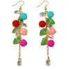 Accesorios Europeos y Americanos, Moda Japonesa y Coreana Pendientes Largos de Borla de Acrílico, Pendientes de Flor de Rosa de Temperamento Dulce y Fresco