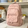 Mochila Preta Cool e Discreta com Estampa Completa de Corações e Flocos de Neve, Multi-Compartimentos, Grande Capacidade, Mochila Leve para Alunos do Ensino Fundamental e Médio