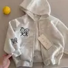 Chaqueta Infantil 26 Otoño Niños y Niñas Estampado de Stickman de Dibujos Animados Sudadera con Capucha y Cremallera Top Casual para Bebé y Niño Pequeño