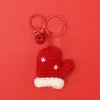 Adornos de Navidad a Crochet, Guantes Mini de Dibujos Animados Lindos, Gorros de Navidad, Llaveros, Colgantes de Bolsos de Peluche