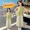Conjunto Dopamina para Niñas Verano 2026 Nuevo Chaleco sin Mangas a Rayas Elegante Pantalones Anchos Conjunto de Dos Piezas Moderno