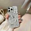 Anel de Metal Glitter Adequado para Capa de Celular Apple 17/15Pro com Laço 3D Iphone14 Capa Mole de Resina 16