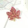 Broche Exquisito, Broche de Folha de Bordo Vermelha, Cheio de Diamantes, Corsage de Folha, Roupas de Outono e Inverno, Suéter, Acessórios, Atacado para Mulheres