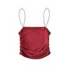YPFF Moda para Mujer Chaleco de Tirantes Finos Dobles con Cuello Recto y Boca Plana Verano Nuevo Top Camisola Ajustado Plegado