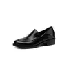 Zapatos de Salón Simples de Moda de 3.5 cm con Temperamento Individual Nuevo Otoño/Invierno 2026 Punta Redonda Tacón Grueso Sin Cordones Zapatos Pequeños de Cuero para Mujer