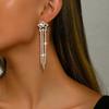 Pendientes de borla largos con incrustaciones de diamantes y estrella de cinco puntas para mujer, joyería de lujo con temperamento para novia, venta al por mayor, Europa y Estados Unidos