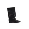 Botines de piel para mujer con tacón oculto, nuevo estilo 2026, bota retro de pierna ancha, punta cuadrada, botas de montar a media pantorrilla