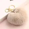 Llavero de Bola de Peluche Arcoíris Llavero con Borla en Forma de Corazón Grande para Mujeres Colgante para Coche Bolso Joyería de Moda
