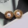 Pérola Branca Orelha Clipe Ouro Brilhante Retro Prata Prata Agulha Orelha Stud Orelha Clipe Pequeno Arroz Bead Pérola Redonda Orelha Stud