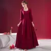 Vestido Rojo Tostado, Vestido de Novia de Manga Larga para Boda y Noche, Vestido de Compromiso, Banquete en Casa, Anfitrión de Fiesta Anual de Otoño e Invierno de Gama Alta