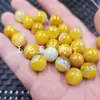 Contas Redondas de Ágata Amarela Enroladas em Seda, Contas Soltas de Jade, Ágata Amarela Cor de Óleo de Galinha 10mm Pulseira Acessórios de Joias, Contas Artesanais