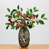 Árvore de frutas artificial grande com várias folhas, galho de lichia, decoração de jardim falso para janela de sala de exposição, ornamento floral de alta qualidade