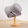 Chapéu de Ciclismo de Verão à Prova de Vento com Aba Larga e Furo para Rabo de Cavalo Chapéu Superior Feminino Moderno Emagrecimento Facial Simples Portátil Chapéu de Balde