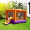 Mini Castelo Inflável com Escorregador, Trampolim Inflável para Casa de Crianças, Castelo Inflável Pequeno para Quintal Interno