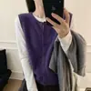 Chaleco Cárdigan de Punto con Cuello Redondo, Capa de Lana Cepillada, Suéter Abrigo de Punto para Mujer, Otoño, Estilo Nuevo