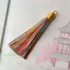 Tapa de hilo dorado de 9 cm tejida a mano Borla Nudo Chino Abanico pequeño con pinchos Sachet Colgante para coche Accesorios de joyería pincho colgante