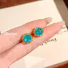 Novo Pingente de Colar Octogonal com Zircônia Aquamarina Lapidação Rosa com Diamante de Alto Carbono, Brincos com Diamante Rosa e Pedra Colorida, e Anel com Diamante Amarelo para Mulheres