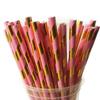 Canudo de Papel Descartável Atacado Grande Canudo Preto com Bronzeamento Ouro Rosa Cor Sólida Listrado Degradável