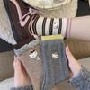 Meias Kawaii Estilo Japonês de Gato com Bordado de Bolhas de Camada Dupla para Mulheres com Listras em Cores Contrastantes e Bolinhas Meias de Cano Médio Meias Largas