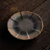 Posavasos Retro Hechos a Mano al por Mayor, Posavasos Aislantes de Calor para Tazas de Té de Cerámica Gruesa Arcilla de Roca Vieja, Soportes para Tazas con Forma de Flor, Accesorios para Juegos de Té Kung Fu de Cerámica