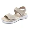 Sandalias Deportivas Casuales de Color Sólido Verano 2025 para Mujer Nuevas Sandalias de Velcro con Punta Abierta Planas Sandalias de Playa para Mujer