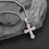 Collar de Cruz de Zirconia de Color Transfronterizo Europeo y Americano para Mujer, Colgante Versátil Incrustado de Diamantes, Collar de Hip-hop, Joyería, Sentido de Alta Gama para Hombre