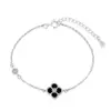 Pulsera Multicolor de Trébol de Cuatro Hojas, Plata Pura, Set de Lujo Ligero de Trébol de Cuatro Hojas para Mujer, Nácar Blanco, Ágata Roja, Pulsera Elegante, Tk Transfronterizo
