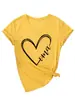 Amazon eBay Estação Independente Casual Simples Temperamento Feminino oma Coração Decote V Manga Curta Camiseta Camada Base Comércio Exterior