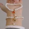 Pulsera de Perla Natural Pulsera con Colgante Marino Joyería para Mujer Estilo Coreano Pulsera Sencilla de Personalidad Pulsera para Mujer Venta al por Mayor