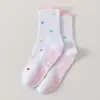 Calcetines de Yoga para Mujer, Calcetines de Media Pantorrilla con Corazones, Flores, Caras Sonrientes y Cerezas, Calcetines Deportivos Profesionales de Silicona Antideslizantes para Pilates