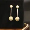 Brincos Longos Elegantes Banhados a Ouro com Diamante Simples Versátil Moda Brincos de Pérola Falsa Agulha de Prata 925 Brincos de Floco de Neve para Mulheres