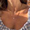 Collar de Cadena Hueso de Serpiente de Doble Capa con Letras de 26 Letras Europeas y Americanas para Mujer, Colgante de Letra con Circonita de Diamante Completo, Cadena para Clavícula de Lujo Ligero