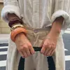Joyería Transfronteriza Europea y Americana, Pulsera Abierta de Moda Lujo Ligero Rojo Brillante, Pulsera de Resorte Curvado de Diseño Simple para Mujer