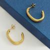 Pendientes Transfronterizos de Acero Inoxidable Moda Europea y Americana Minimalistas Estampados en Forma de C Acero de Titanio Oro de 18k Pendientes de Celebridad de Internet Pendientes