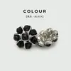 Botones Metálicos de Flores de Piedras Preciosas Coloridas Botones Decorativos de Moda Botones para Abrigo Suéter Traje Piel Botones con Forma de Flor