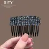 Pente Azul de Alta Qualidade Estilo Japonês e Coreano com Strass, Acessório de Cabelo Lateral da Moda, Novo Estilo Pente Reverso, Ferramenta de Penteado de Alta Qualidade para Controlar Fios Soltos