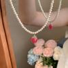 Colar Pingente Flor Doce Pérola Imitação Feminino Versátil Personalidade Corrente Clavícula de Alto Padrão Acessórios de Moda Elegantes Nicho