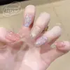 Uñas Postizas Portátiles, Corazón Girly de Ensueño, Ovaladas Cortas con Gradiente de Brillo de Estrella, 30 Piezas, Parches de Uñas Portátiles Codificados