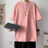 Camiseta de Manga Corta Estilo Hong Kong Ins para Hombre Verano Holgada Versátil Manga de Cinco Puntos Marca de Tendencia Moda Juvenil Top Casual