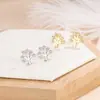 Brincos Femininos de Folha Estilo Novo Atacado, Árvore dos Desejos Cravejada com Microdiamantes, Presentes de Natal e Ano Novo, Lote Misto de Joias para Orelha