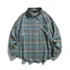 Camisa de manga larga a cuadros retro minimalista estilo japonés Rumeng, unisex, abrigo casual moderno versátil para parejas de otoño