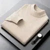 Suéter de punto para hombre con cuello medio transfronterizo, nuevo modelo otoño e invierno 2026, color liso, engrosado, cálido jersey de punto base para hombre